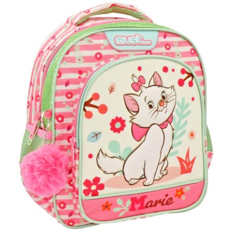 Un sac à dos rose et blanc pour la maternelle avec le chat Marie des Aristochats.